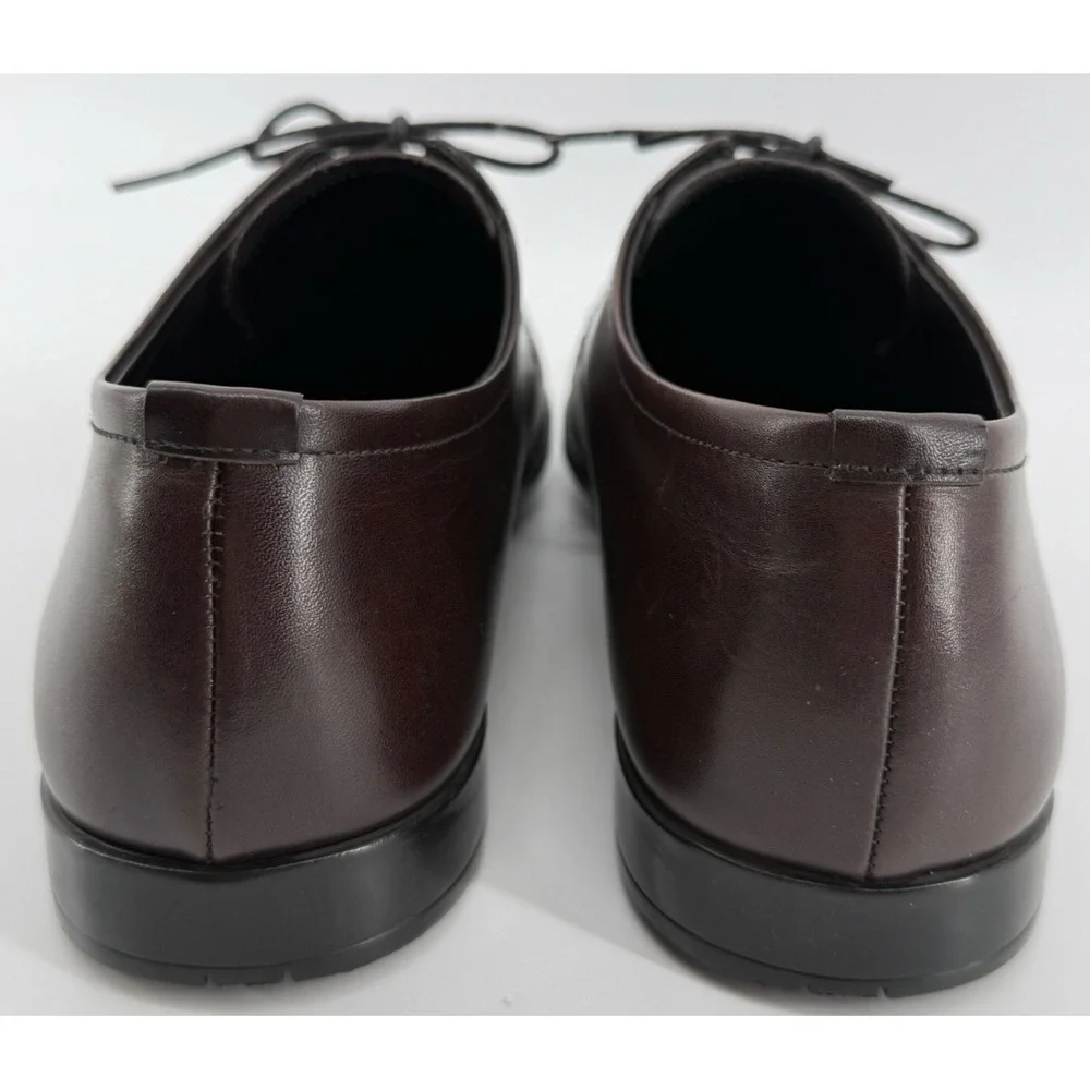 Prada Dress Shoes Men 8 Burgundy Oxblood Leather Square Toe Derby Italy